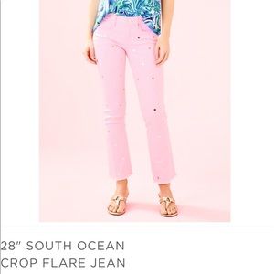 NWT Lilly Pulitzer Pink Tropics polka dot jean